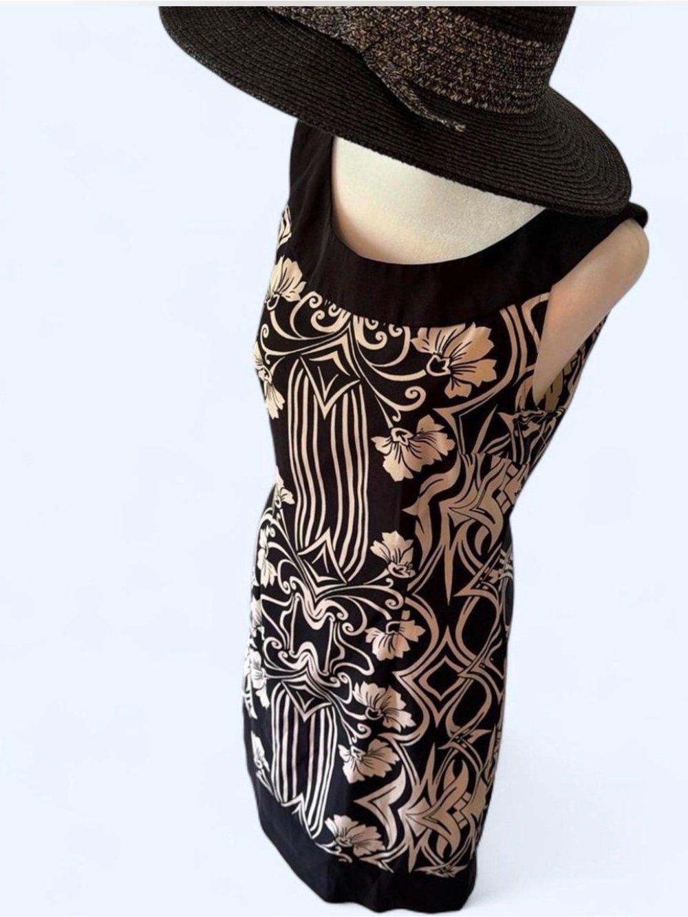 Women’s size 6 dress by Connected Apparel. Black/ cream floral, sheath, cocktail